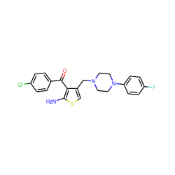 Nc1scc(CN2CCN(c3ccc(F)cc3)CC2)c1C(=O)c1ccc(Cl)cc1 ZINC000040394123