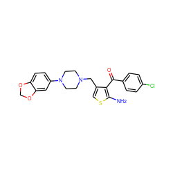 Nc1scc(CN2CCN(c3ccc4c(c3)OCO4)CC2)c1C(=O)c1ccc(Cl)cc1 ZINC000040861942