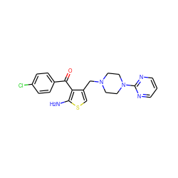 Nc1scc(CN2CCN(c3ncccn3)CC2)c1C(=O)c1ccc(Cl)cc1 ZINC000040952624