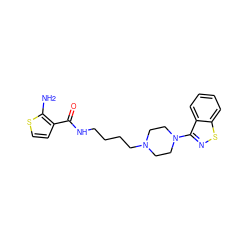 Nc1sccc1C(=O)NCCCCN1CCN(c2nsc3ccccc23)CC1 ZINC000012356276