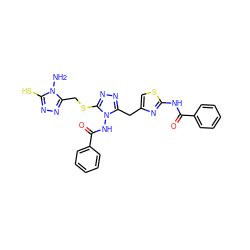 Nn1c(S)nnc1CSc1nnc(Cc2csc(NC(=O)c3ccccc3)n2)n1NC(=O)c1ccccc1 ZINC000028712169