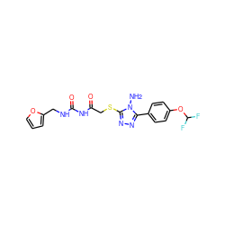 Nn1c(SCC(=O)NC(=O)NCc2ccco2)nnc1-c1ccc(OC(F)F)cc1 ZINC000003565353