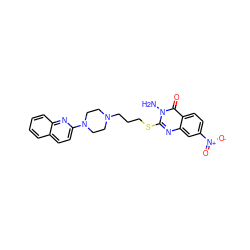 Nn1c(SCCCN2CCN(c3ccc4ccccc4n3)CC2)nc2cc([N+](=O)[O-])ccc2c1=O ZINC000059855250