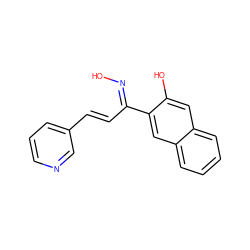 O/N=C(\C=C\c1cccnc1)c1cc2ccccc2cc1O ZINC000473249337