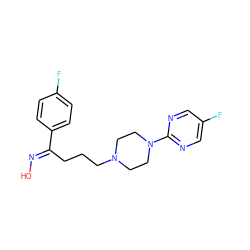 O/N=C(\CCCN1CCN(c2ncc(F)cn2)CC1)c1ccc(F)cc1 ZINC000013730933