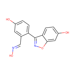 O/N=C/c1cc(O)ccc1-c1noc2cc(O)ccc12 ZINC000013583552