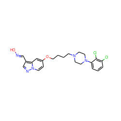 O/N=C/c1cnn2ccc(OCCCCN3CCN(c4cccc(Cl)c4Cl)CC3)cc12 ZINC000150032902