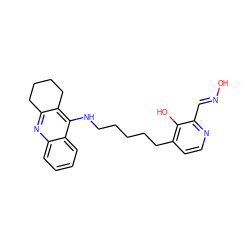 O/N=C/c1nccc(CCCCCNc2c3c(nc4ccccc24)CCCC3)c1O ZINC000169310269