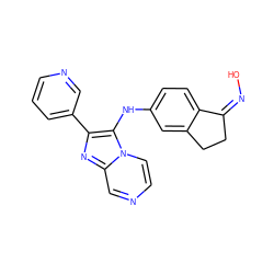 O/N=C1/CCc2cc(Nc3c(-c4cccnc4)nc4cnccn34)ccc21 ZINC000102821927