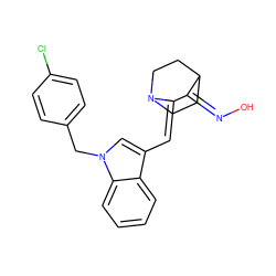 O/N=C1C(=C/c2cn(Cc3ccc(Cl)cc3)c3ccccc23)/N2CCC/1CC2 ZINC000101673088