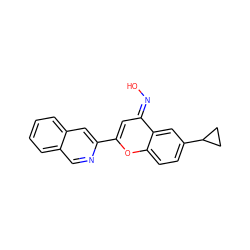 O/N=c1\cc(-c2cc3ccccc3cn2)oc2ccc(C3CC3)cc12 ZINC000117365782