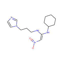 O=[N+]([O-])/C=C(\NCCCn1ccnc1)NC1CCCCC1 ZINC000045288860