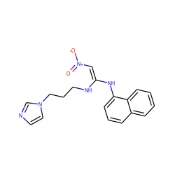 O=[N+]([O-])/C=C(\NCCCn1ccnc1)Nc1cccc2ccccc12 ZINC000101285148