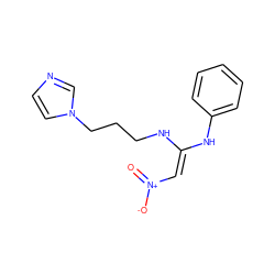 O=[N+]([O-])/C=C(\NCCCn1ccnc1)Nc1ccccc1 ZINC000101285137