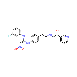 O=[N+]([O-])/C=C(\Nc1ccc(CCNC[C@H](O)c2cccnc2)cc1)Nc1cccc(F)c1 ZINC000100043178