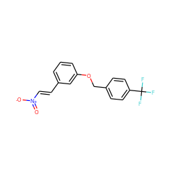 O=[N+]([O-])/C=C/c1cccc(OCc2ccc(C(F)(F)F)cc2)c1 ZINC001772642679