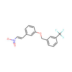 O=[N+]([O-])/C=C/c1cccc(OCc2cccc(C(F)(F)F)c2)c1 ZINC001772635551