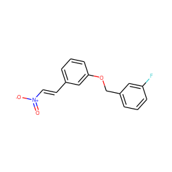 O=[N+]([O-])/C=C/c1cccc(OCc2cccc(F)c2)c1 ZINC001772586192