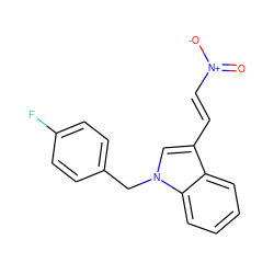 O=[N+]([O-])/C=C/c1cn(Cc2ccc(F)cc2)c2ccccc12 ZINC000000463455