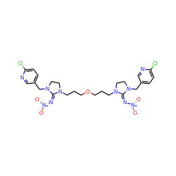 O=[N+]([O-])/N=C1/N(CCCOCCCN2CCN(Cc3ccc(Cl)nc3)/C2=N\[N+](=O)[O-])CCN1Cc1ccc(Cl)nc1 ZINC000103210436