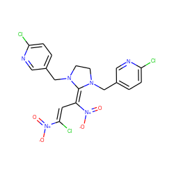 O=[N+]([O-])C(/C=C(\Cl)[N+](=O)[O-])=C1N(Cc2ccc(Cl)nc2)CCN1Cc1ccc(Cl)nc1 ZINC000008672002