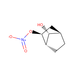 O=[N+]([O-])O[C@H]1C[C@H]2CC[C@H]1[C@@H]2O ZINC000101340638