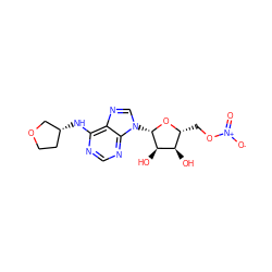 O=[N+]([O-])OC[C@H]1O[C@@H](n2cnc3c(N[C@@H]4CCOC4)ncnc32)[C@H](O)[C@@H]1O ZINC000043100750