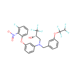 O=[N+]([O-])c1c(F)cccc1Oc1cccc(N(Cc2cccc(OC(F)(F)C(F)F)c2)C[C@H](O)C(F)(F)F)c1 ZINC000038157999