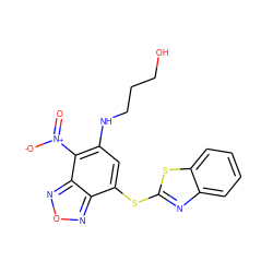 O=[N+]([O-])c1c(NCCCO)cc(Sc2nc3ccccc3s2)c2nonc12 ZINC000008667024