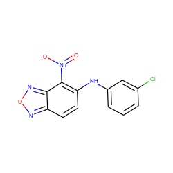 O=[N+]([O-])c1c(Nc2cccc(Cl)c2)ccc2nonc12 ZINC000006526425