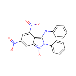 O=[N+]([O-])c1cc([N+](=O)[O-])c2c(Nc3ccccc3)n(-c3ccccc3)[n+]([O-])c2c1 ZINC000004182288