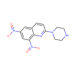 O=[N+]([O-])c1cc([N+](=O)[O-])c2nc(N3CCNCC3)ccc2c1 ZINC000029337655