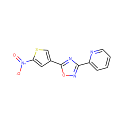 O=[N+]([O-])c1cc(-c2nc(-c3ccccn3)no2)cs1 ZINC000000108635