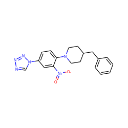 O=[N+]([O-])c1cc(-n2cnnn2)ccc1N1CCC(Cc2ccccc2)CC1 ZINC000004873289