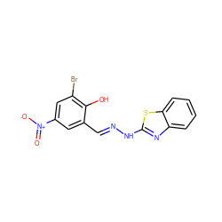 O=[N+]([O-])c1cc(Br)c(O)c(/C=N/Nc2nc3ccccc3s2)c1 ZINC000038167839