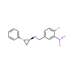 O=[N+]([O-])c1cc(CN[C@H]2C[C@@H]2c2ccccc2)ccc1Cl ZINC000067977393