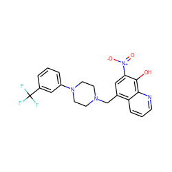 O=[N+]([O-])c1cc(CN2CCN(c3cccc(C(F)(F)F)c3)CC2)c2cccnc2c1O ZINC000005226373