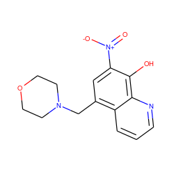 O=[N+]([O-])c1cc(CN2CCOCC2)c2cccnc2c1O ZINC000000125078