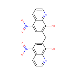 O=[N+]([O-])c1cc(Cc2cc([N+](=O)[O-])c3cccnc3c2O)c(O)c2ncccc12 ZINC000001717575