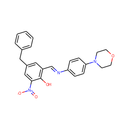 O=[N+]([O-])c1cc(Cc2ccccc2)cc(/C=N/c2ccc(N3CCOCC3)cc2)c1O ZINC000002062633