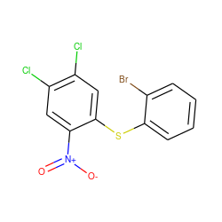 O=[N+]([O-])c1cc(Cl)c(Cl)cc1Sc1ccccc1Br ZINC000299834340