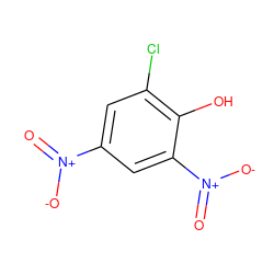 O=[N+]([O-])c1cc(Cl)c(O)c([N+](=O)[O-])c1 ZINC000001555225