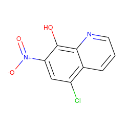 O=[N+]([O-])c1cc(Cl)c2cccnc2c1O ZINC000000122144