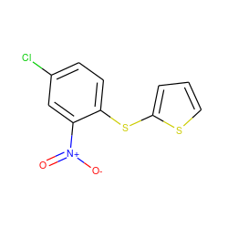 O=[N+]([O-])c1cc(Cl)ccc1Sc1cccs1 ZINC000299830196