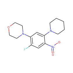 O=[N+]([O-])c1cc(F)c(N2CCOCC2)cc1N1CCCCC1 ZINC000004183917