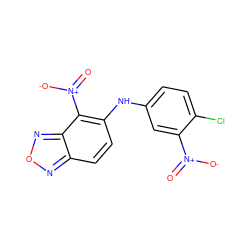 O=[N+]([O-])c1cc(Nc2ccc3nonc3c2[N+](=O)[O-])ccc1Cl ZINC000004974098