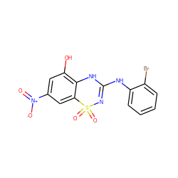 O=[N+]([O-])c1cc(O)c2c(c1)S(=O)(=O)N=C(Nc1ccccc1Br)N2 ZINC000006718564