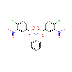 O=[N+]([O-])c1cc(S(=O)(=O)N(c2ccccc2)S(=O)(=O)c2ccc(Cl)c([N+](=O)[O-])c2)ccc1Cl ZINC000029484797