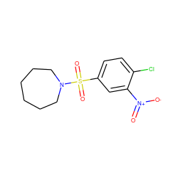 O=[N+]([O-])c1cc(S(=O)(=O)N2CCCCCC2)ccc1Cl ZINC000003885195