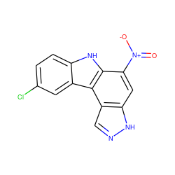 O=[N+]([O-])c1cc2[nH]ncc2c2c1[nH]c1ccc(Cl)cc12 ZINC000096272477